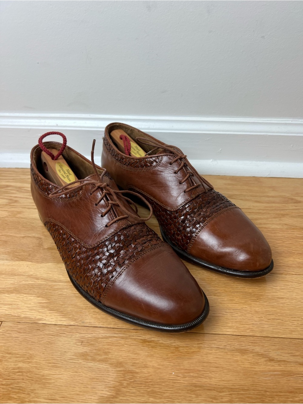 VTG Johnston & Murphy Domani Woven Cap Toe Oxfords 9.5 A